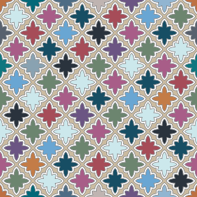 Vinyl tapijt badkamer kleurrijk vintage tegelpatroon - TenStickers