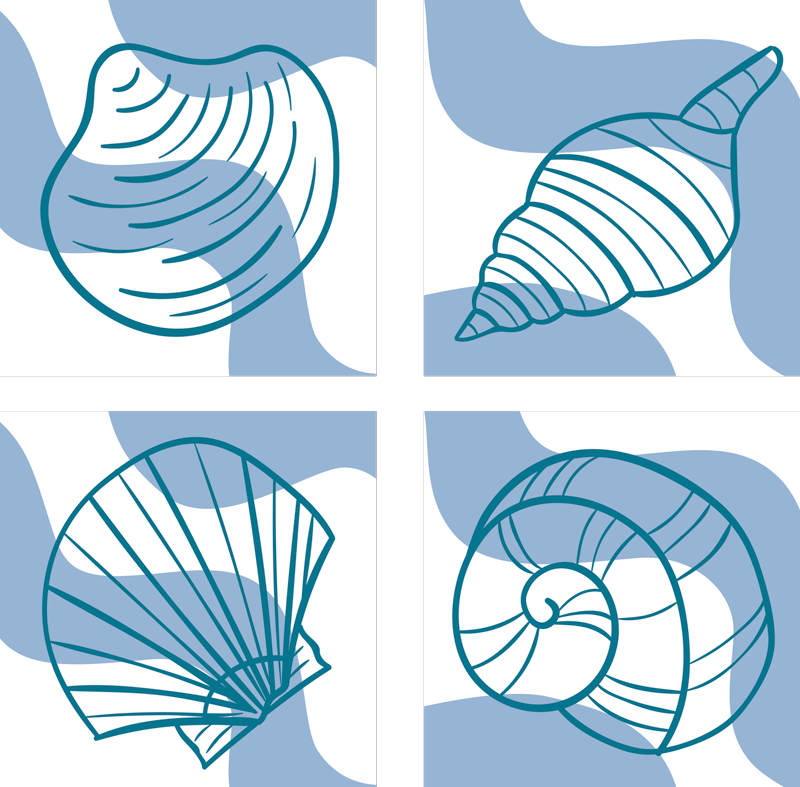Vinyl tapijt badkamer schelpenpatronen tegels - TenStickers