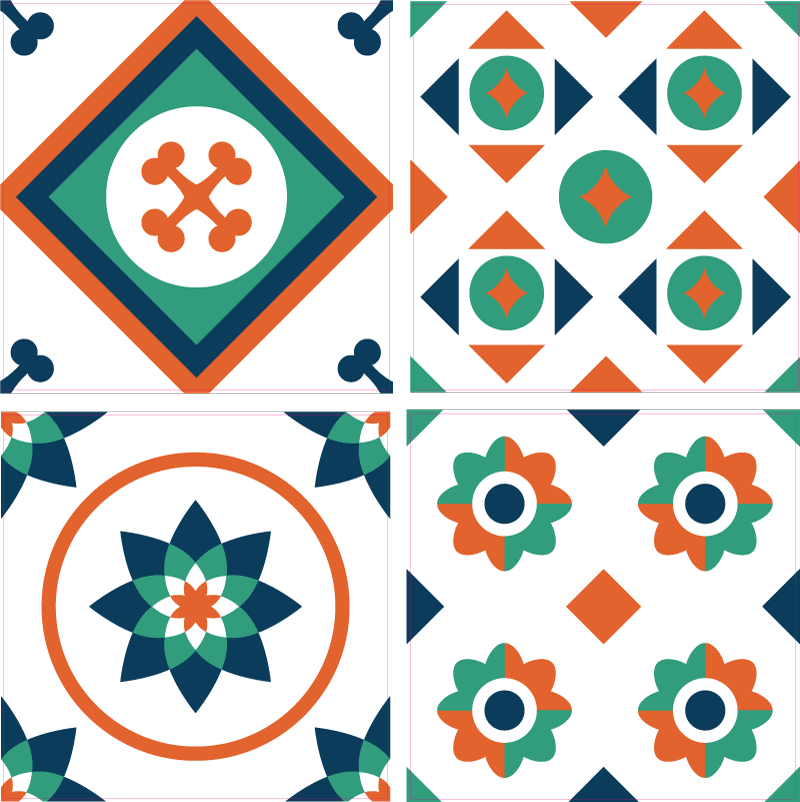 Vinyl tapijt badkamer met geometrische tegels - TenStickers