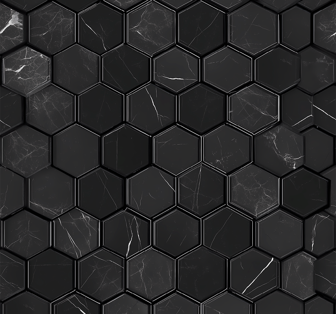 Vinyl tapijt badkamer hexagoon zwart - TenStickers