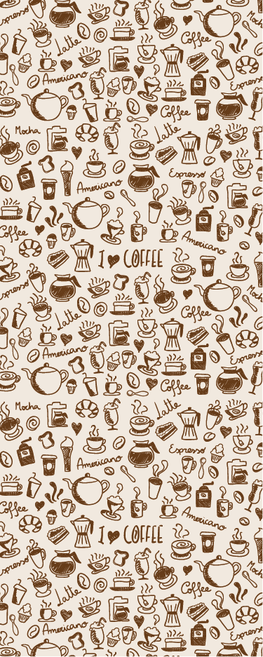 Vinyl tapijt keuken met koffietekening voor deuren - TenStickers