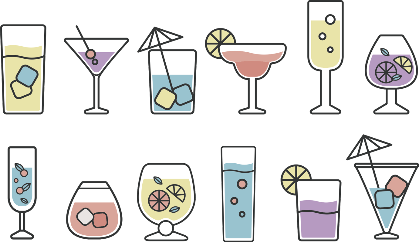 Vinyl tapijt keuken met cocktails sticker - TenStickers