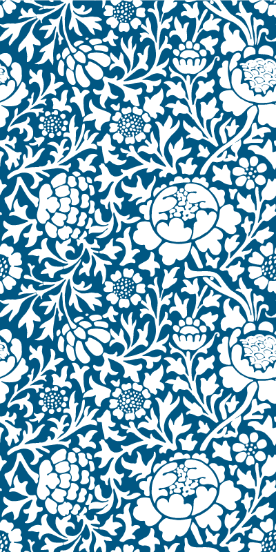 Vinyl tapijt keuken marineblauwe flora - TenStickers