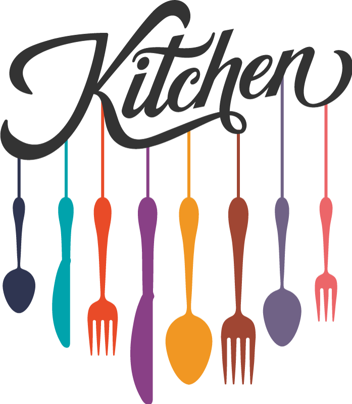 Vinyl tapijt keuken met vorken en lepels - TenStickers