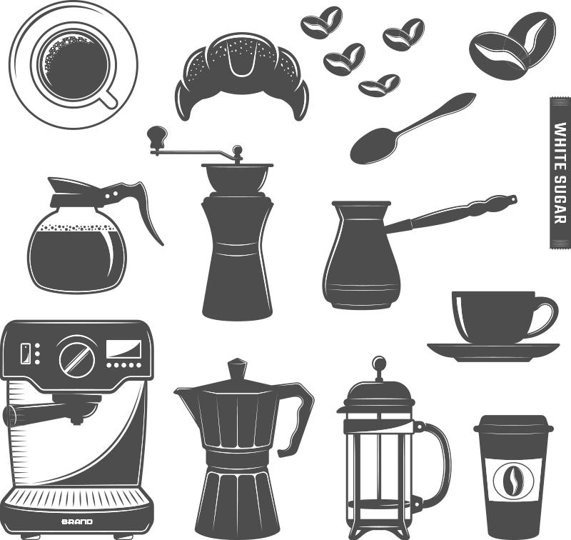 Vinyl tapijt keuken coffee set menu - TenStickers