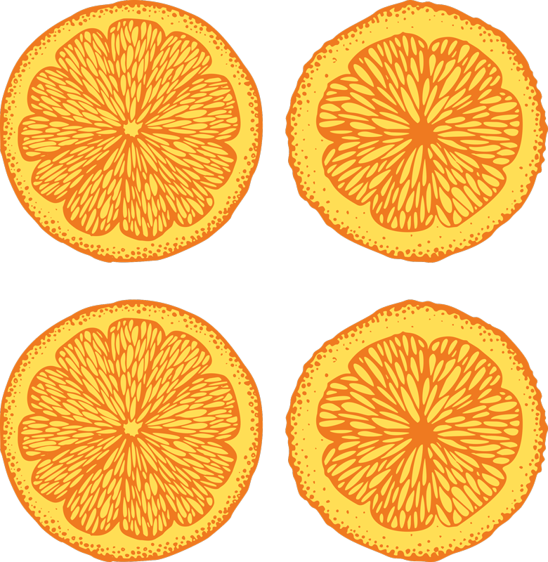 Vinyl tapijt keuken oranje handgetekende patronen stickers - TenStickers