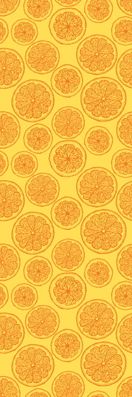 Vinyl tapijt keuken oranje handgetekend patroon koelkast - TenStickers