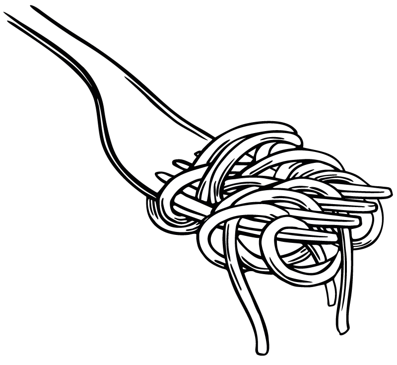 Vinyl tapijt keuken met gravure van spaghettivork - TenStickers