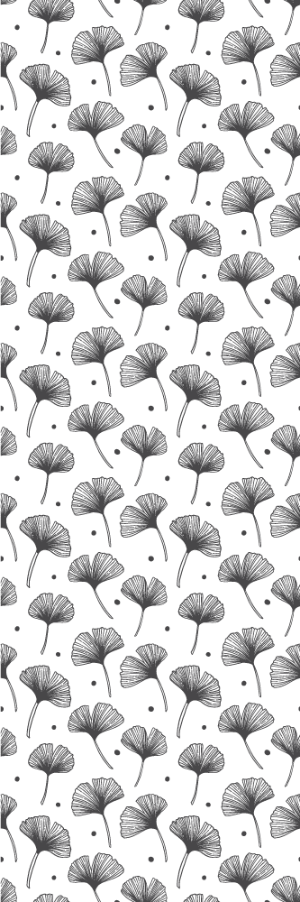 Vinyl tapijt keuken ginkgo bladeren wit patroon - TenStickers