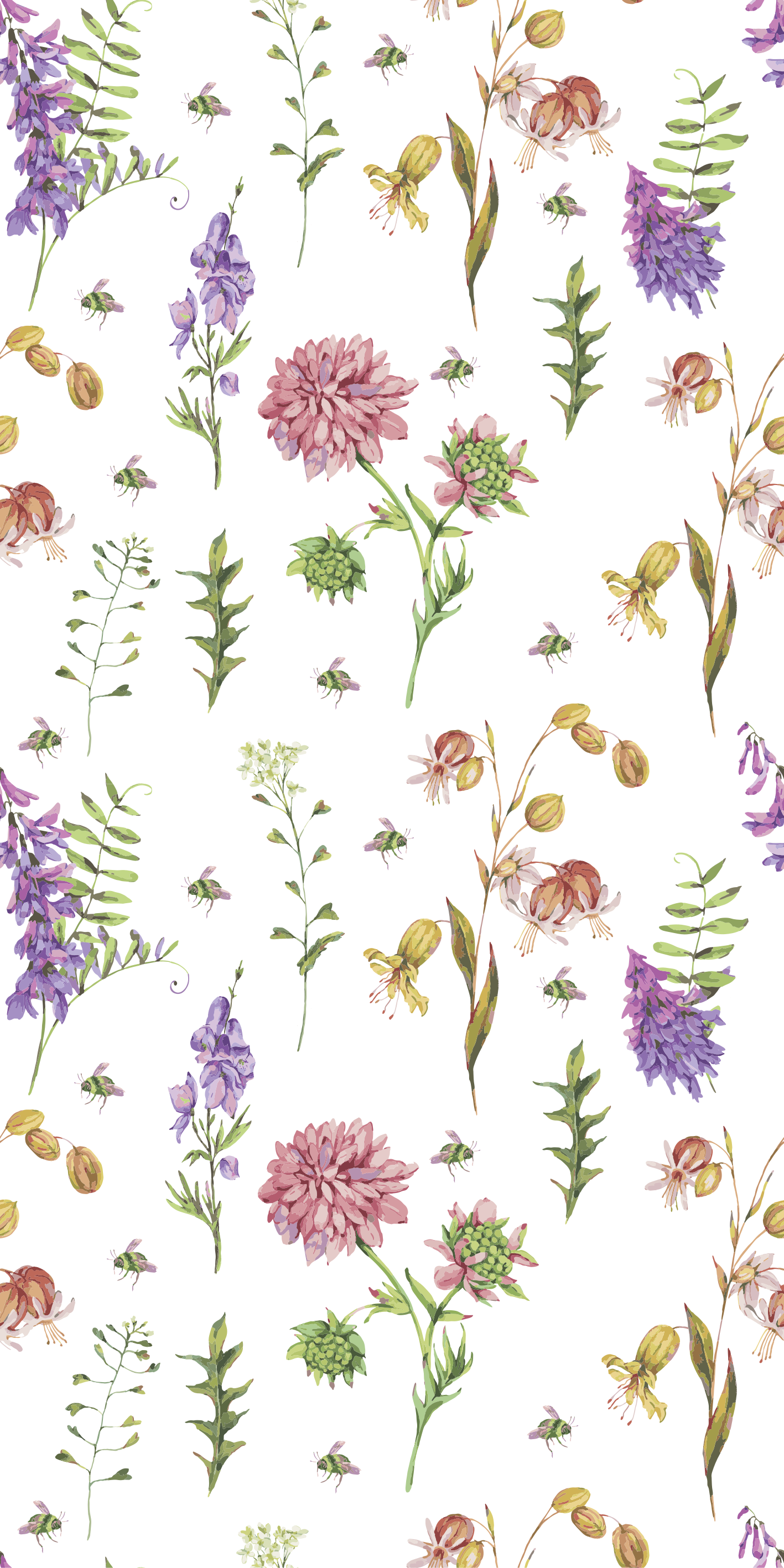 Vinyl tapijt keuken kleurrijke minimalistische bloemen - TenStickers