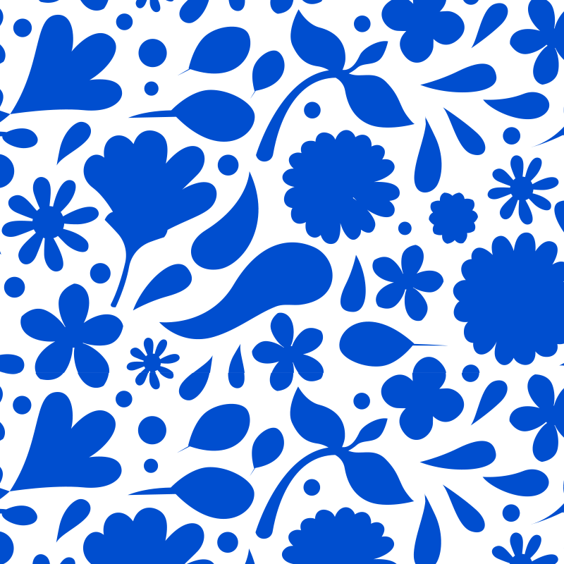 Vinyl tapijt keuken delfts blauw diverse bloemen - TenStickers