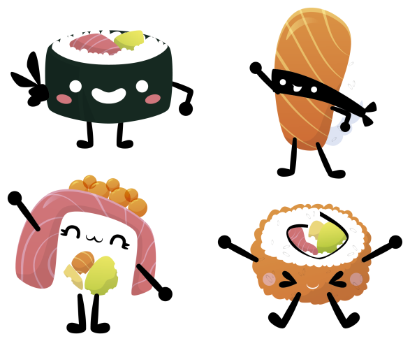 Vinyl tapijt keuken kawaii sushi design - TenStickers