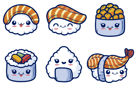 Vinyl tapijt keuken schattige sushi - TenStickers
