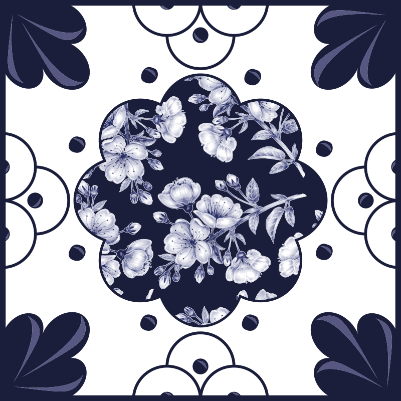 Vinyl tapijt keuken met bloemenpatroon tegels - TenStickers