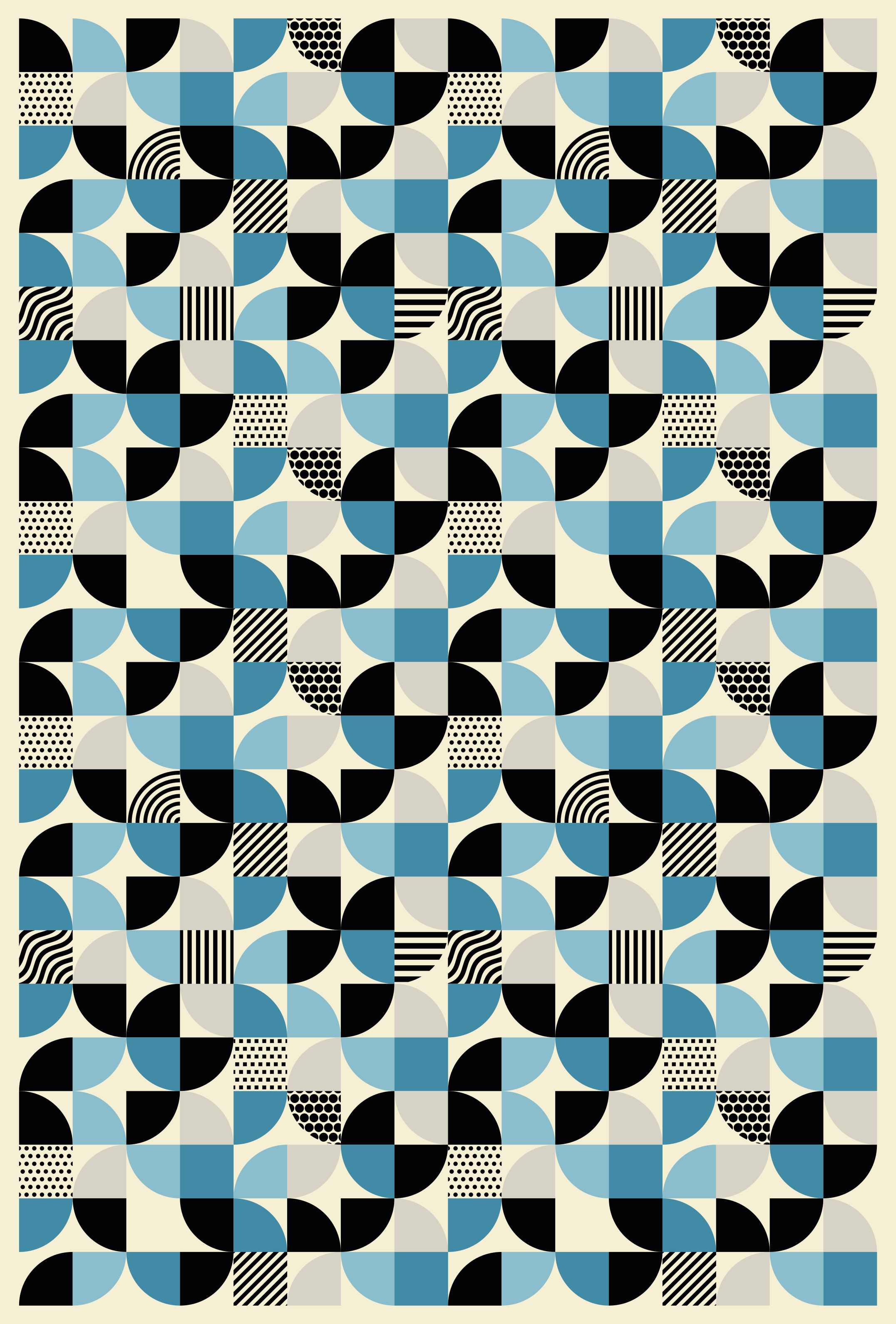 Vinyl tapijt keuken retro blauw bauhaus patroon - TenStickers