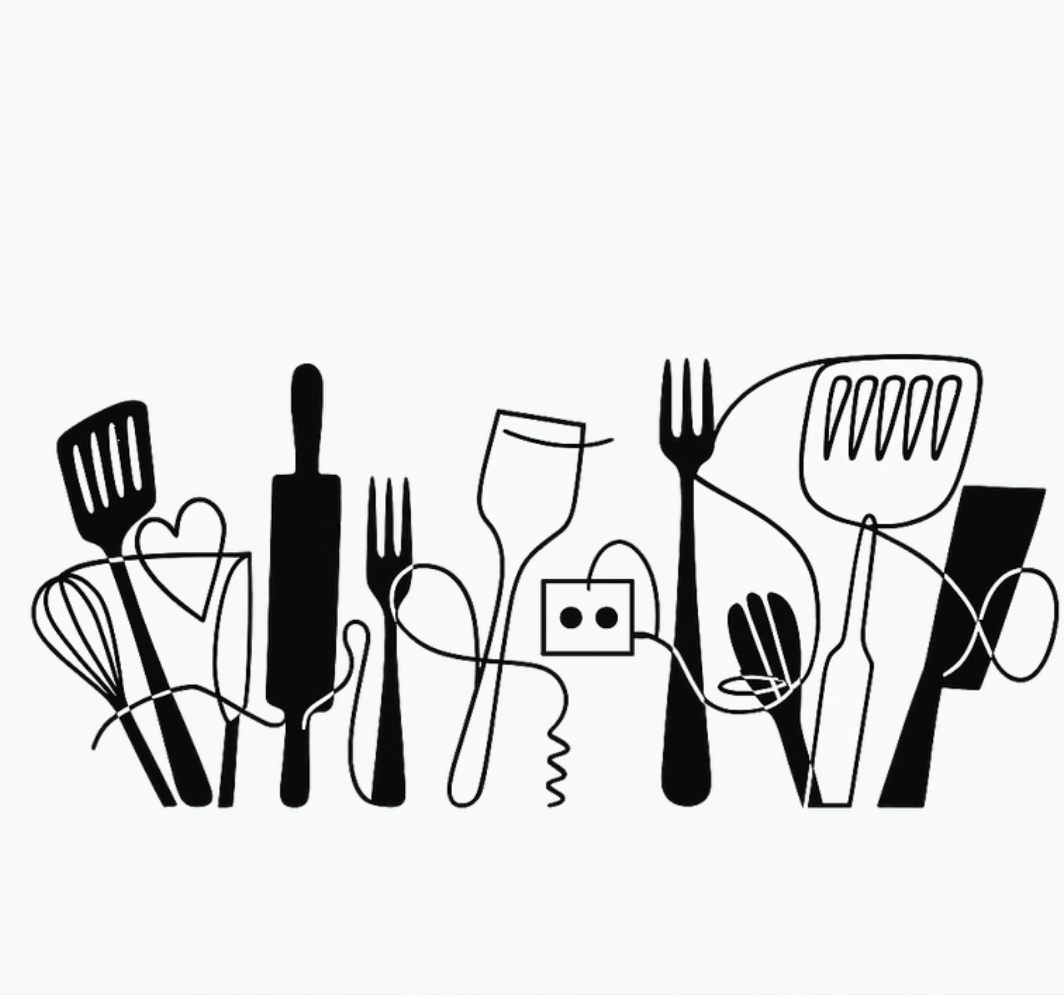 Vinyl tapijt keuken keukengerei op een rij - TenStickers