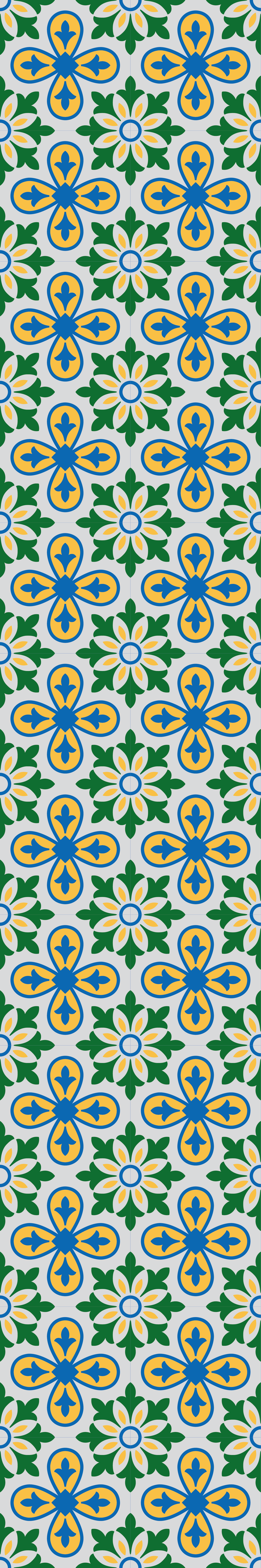 Vinyl tapijt keuken geel en blauw portugese tegel - TenStickers