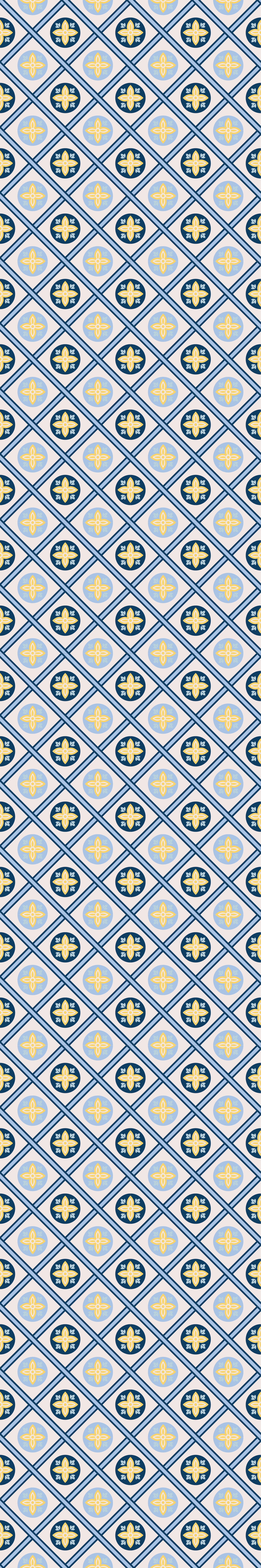 Vinyl tapijt keuken babyblauw en geel portugees tegel - TenStickers
