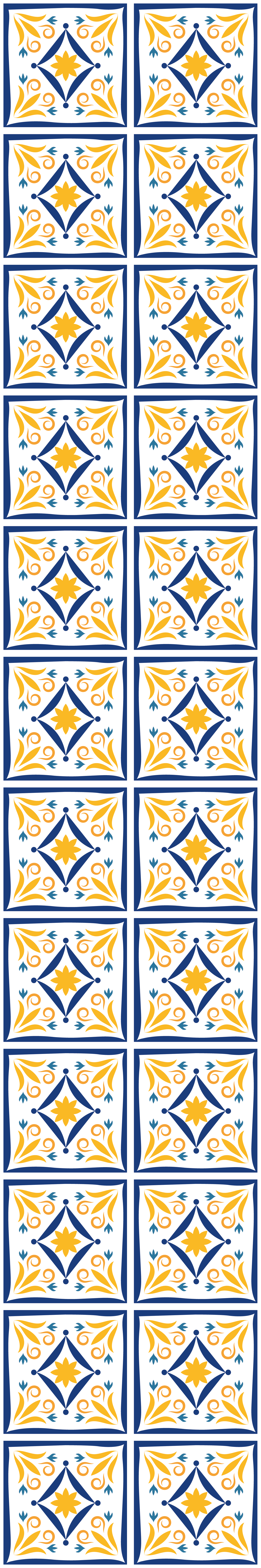 Vinyl tapijt keuken blauwe en gele portugese tegels - TenStickers