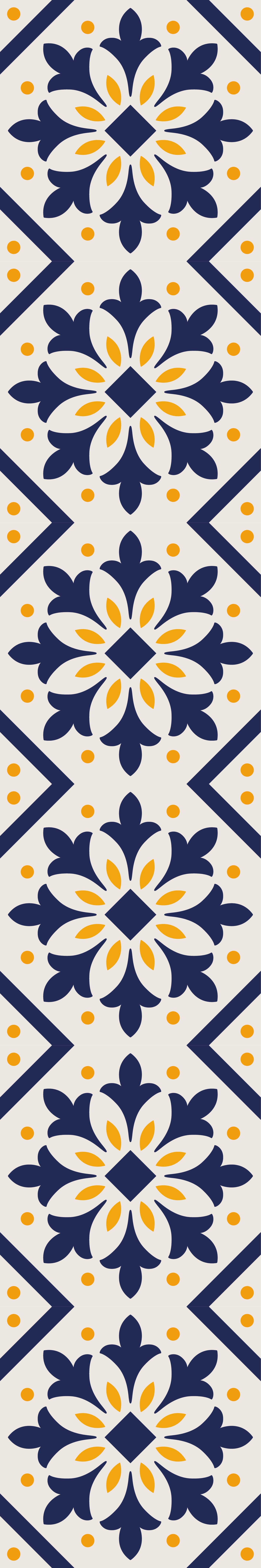 Vinyl tapijt keuken blauw met levendige gele portugese tegel - TenStickers