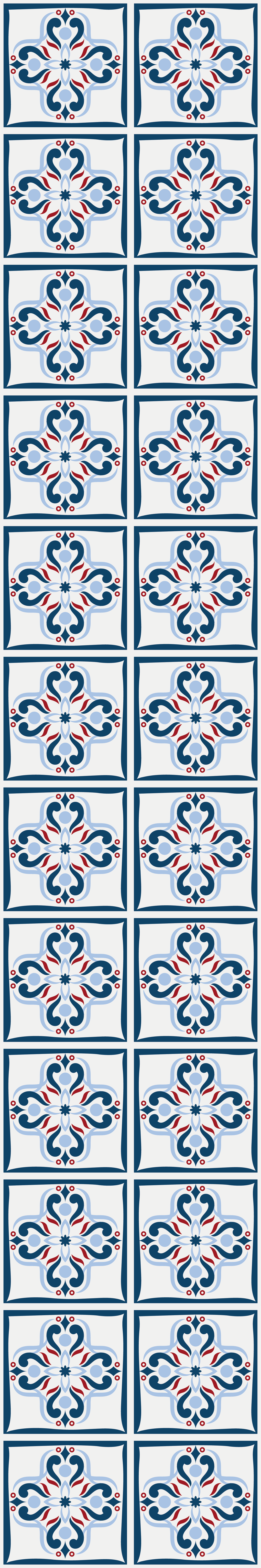 Vinyl tapijt keuken blauw en rood portugese tegel - TenStickers