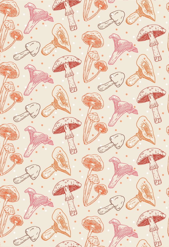 Vinyl tapijt keuken set van aquarel paddenstoelen - TenStickers