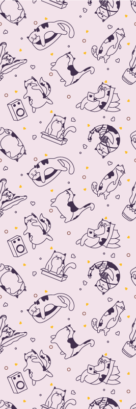 Vinyl tapijt slaapkamer katten muziekband patroon - TenStickers