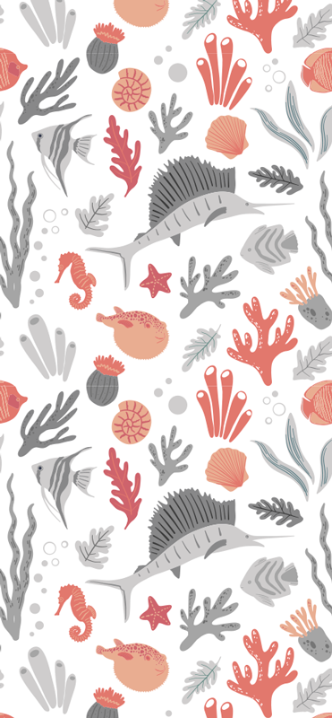 Vinyl tapijt slaapkamer zeeleven illustratie - TenStickers