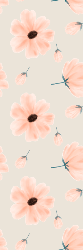 Vinyl tapijt slaapkamer grote bloemen aquarel op beige - TenStickers