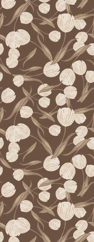 Vinyl tapijt slaapkamer elegant beige tulpenpatroon - TenStickers