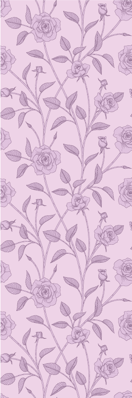 Vinyl tapijt slaapkamer paarse olieverf vintage rozen - TenStickers