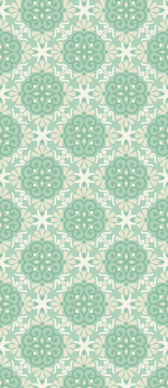 Vinyl tapijt slaapkamer nordic stijl groen bloemenpatroon - TenStickers