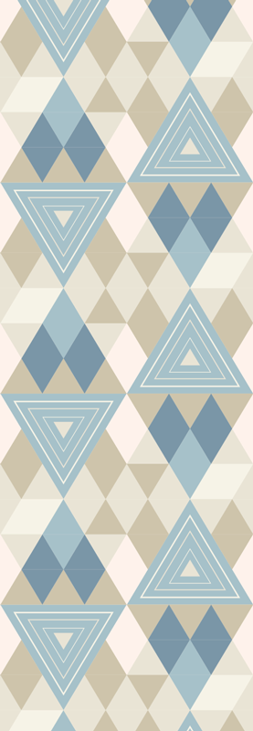 Vinyl tapijt slaapkamer geometrisch blauw patroon nordic - TenStickers