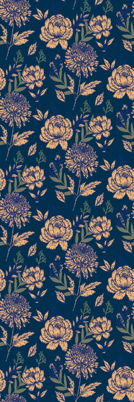 Vinyl tapijt slaapkamer frans provinciaal blauw geel patroon - TenStickers