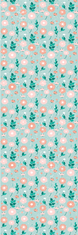 Vinyl tapijt slaapkamer blauw bloemen shabby chic - TenStickers