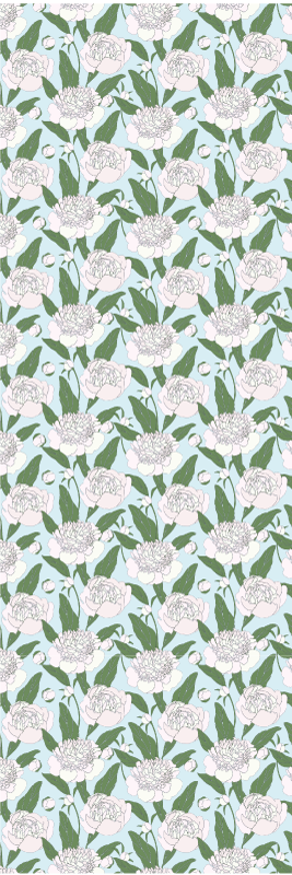 Vinyl tapijt slaapkamer witte bloemen grandmillenial patroon - TenStickers