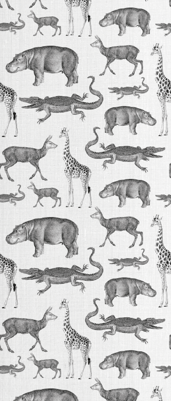 Vinyl tapijt slaapkamer met rand van safari dieren en bomen - TenStickers