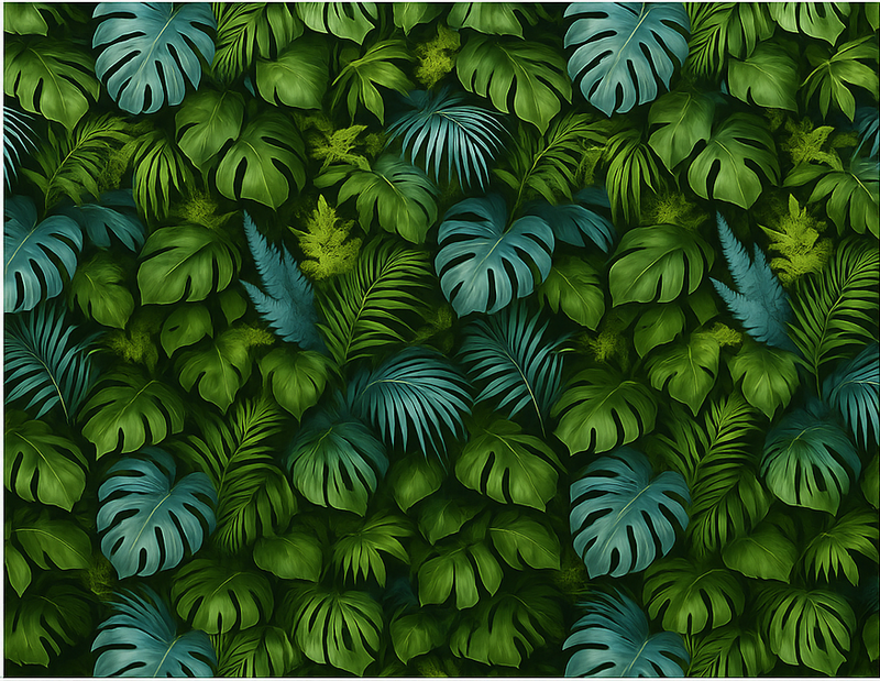 Vinyl tapijt slaapkamer tropische groene en blauwe bladeren - TenStickers