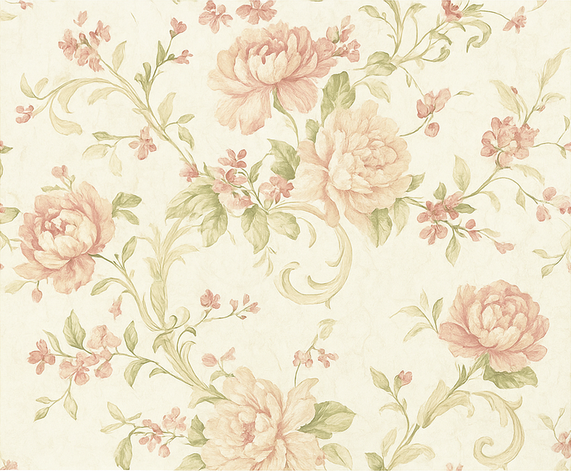 Vinyl tapijt slaapkamer lichtroze vintage bloemenpatroon - TenStickers