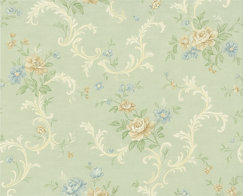 Vinyl tapijt slaapkamer oude vintage bloemen en ornamenten - TenStickers