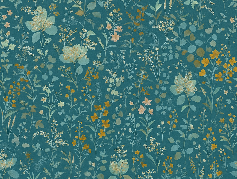 Vinyl tapijt slaapkamer bloemig vintage ontwerp blauw - TenStickers