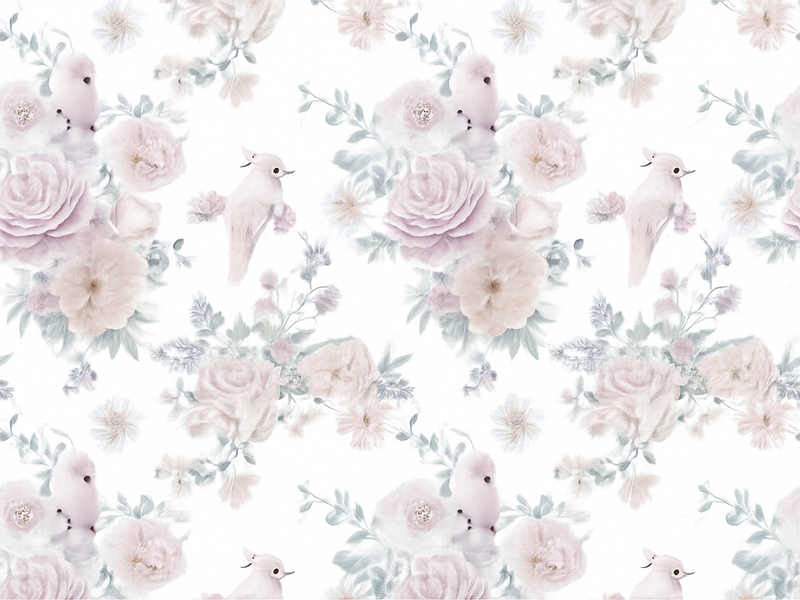 Vinyl tapijt slaapkamer grijs elegant bloemenontwerp - TenStickers