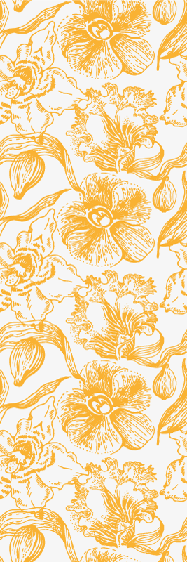Vinyl tapijt kantoor gele orchideeën bloemenpatroon - TenStickers