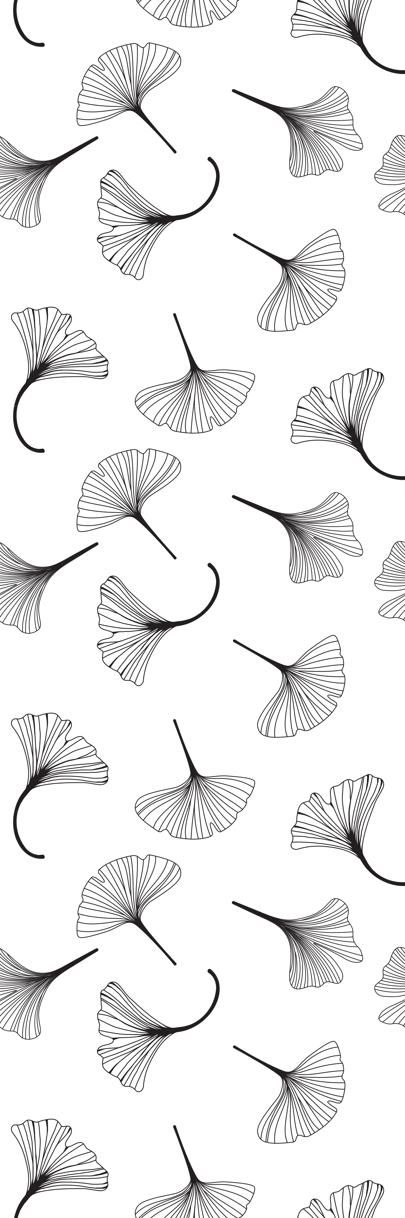 Vinyl tapijt kantoor ginkgo bladeren zwart patroon - TenStickers