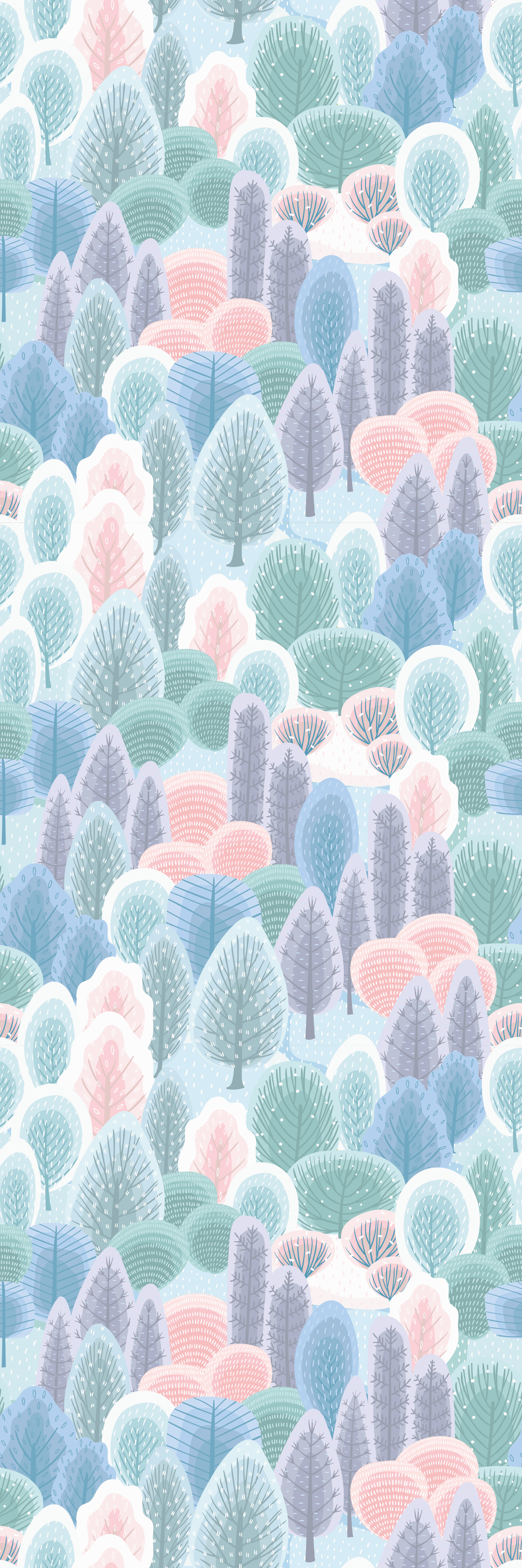 Vinyl tapijt slaapkamer pastel kleur winterbos patroon - TenStickers