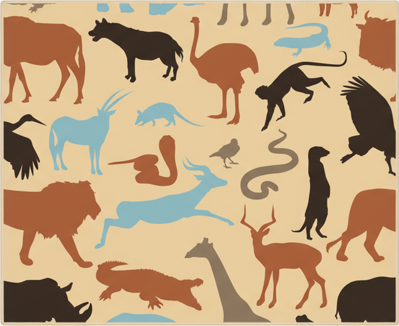 Vinyl tapijt slaapkamer silhouetten van safari dieren - TenStickers