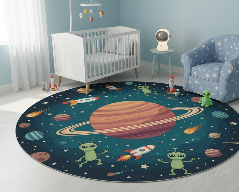 Vinyl tapijt slaapkamer nieuwe planeet met grappige aliens - TenStickers