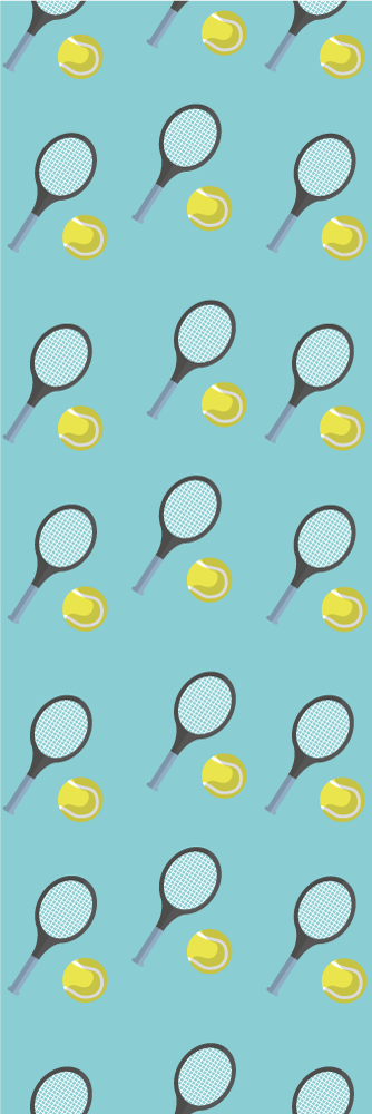 Vinyl tapijt slaapkamer met tennisrackets en ballenpatroon - TenStickers