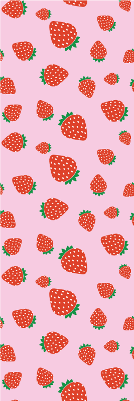 Vinyl tapijt slaapkamer aardbeienpatroon op roze achtergrond - TenStickers