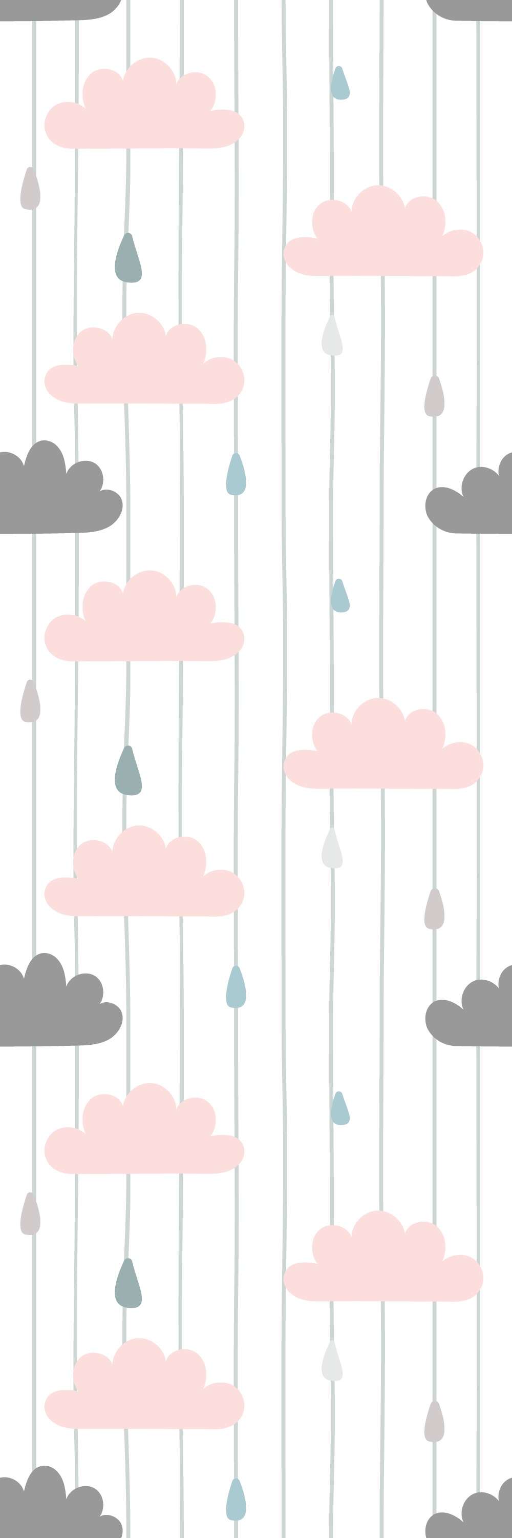 Vinyl tapijt slaapkamer roze en grijze wolken - TenStickers